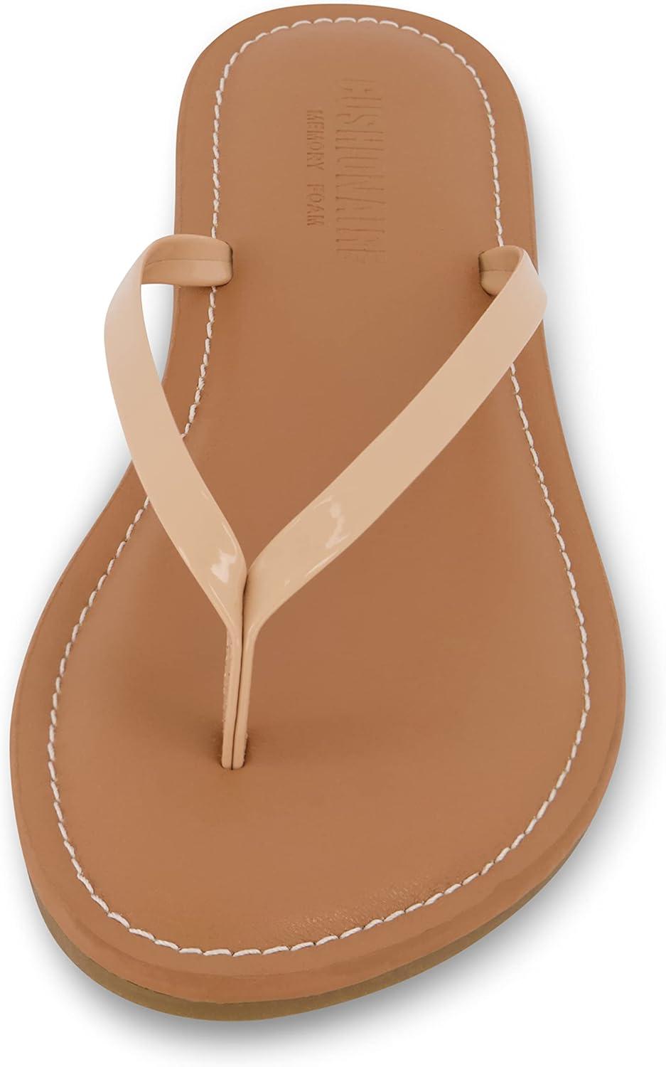 imageCUSHIONAIRE Womens Cora Flat Flip Flop Sandal with ComfortNude Patent