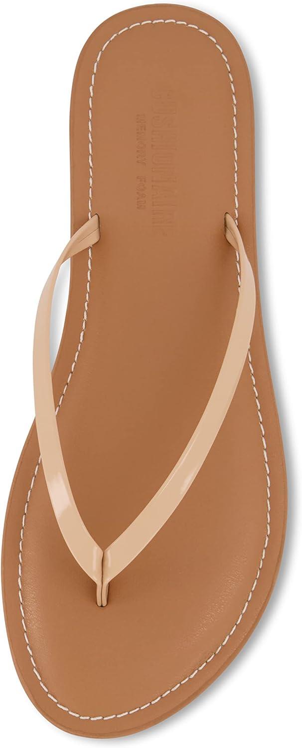 imageCUSHIONAIRE Womens Cora Flat Flip Flop Sandal with ComfortNude Patent