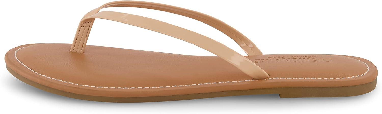 imageCUSHIONAIRE Womens Cora Flat Flip Flop Sandal with ComfortNude Patent