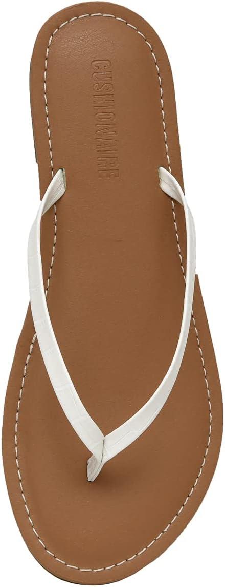 imageCUSHIONAIRE Womens Cora Flat Flip Flop Sandal with ComfortWhite Croco