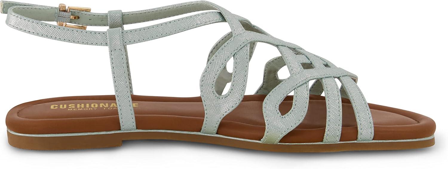 imageCUSHIONAIRE Womens Joanna flat sandal Comfort Foam Wide Widths AvailableAqua