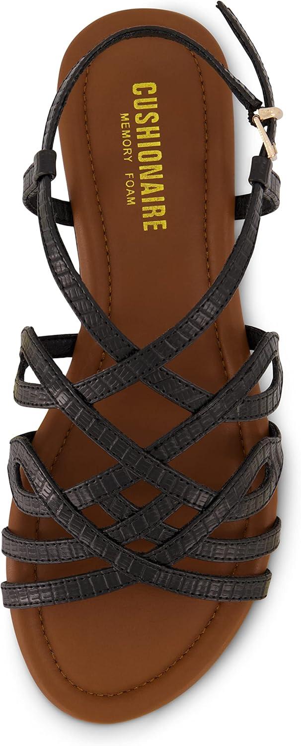 imageCUSHIONAIRE Womens Joanna flat sandal Comfort Foam Wide Widths AvailableBlack