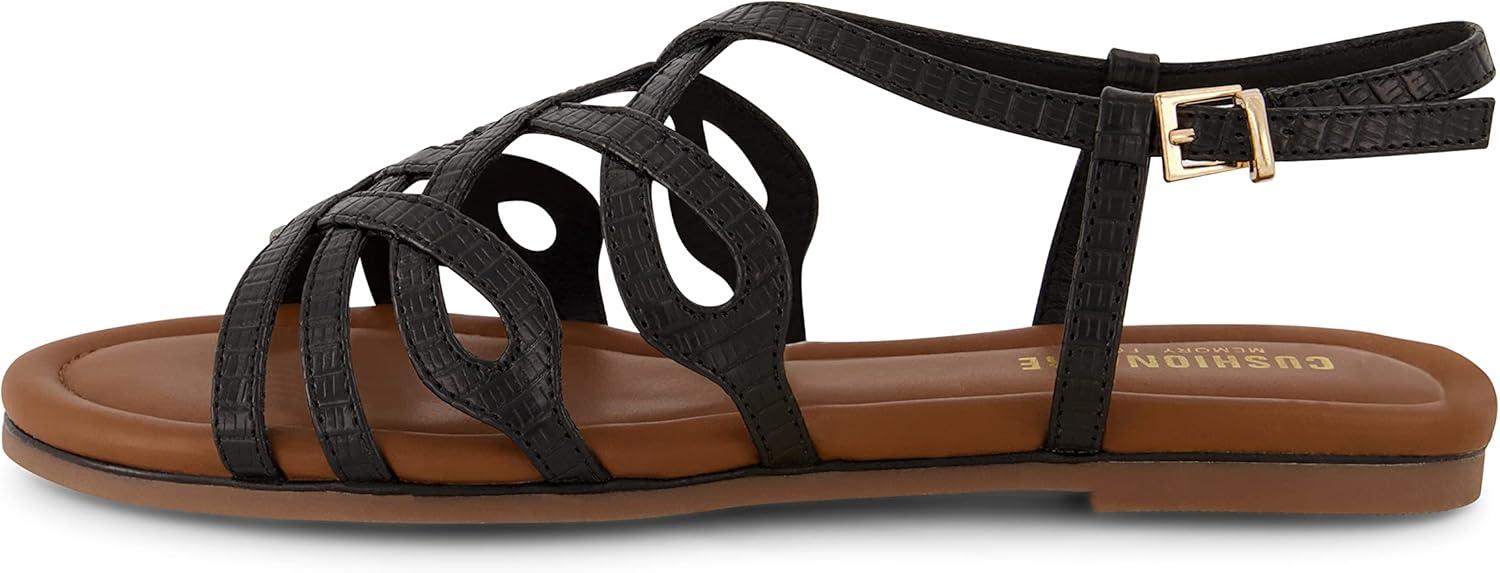 imageCUSHIONAIRE Womens Joanna flat sandal Comfort Foam Wide Widths AvailableBlack