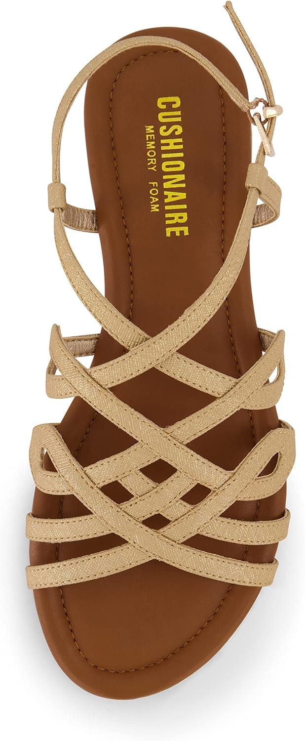 imageCUSHIONAIRE Womens Joanna flat sandal Comfort Foam Wide Widths AvailableGold