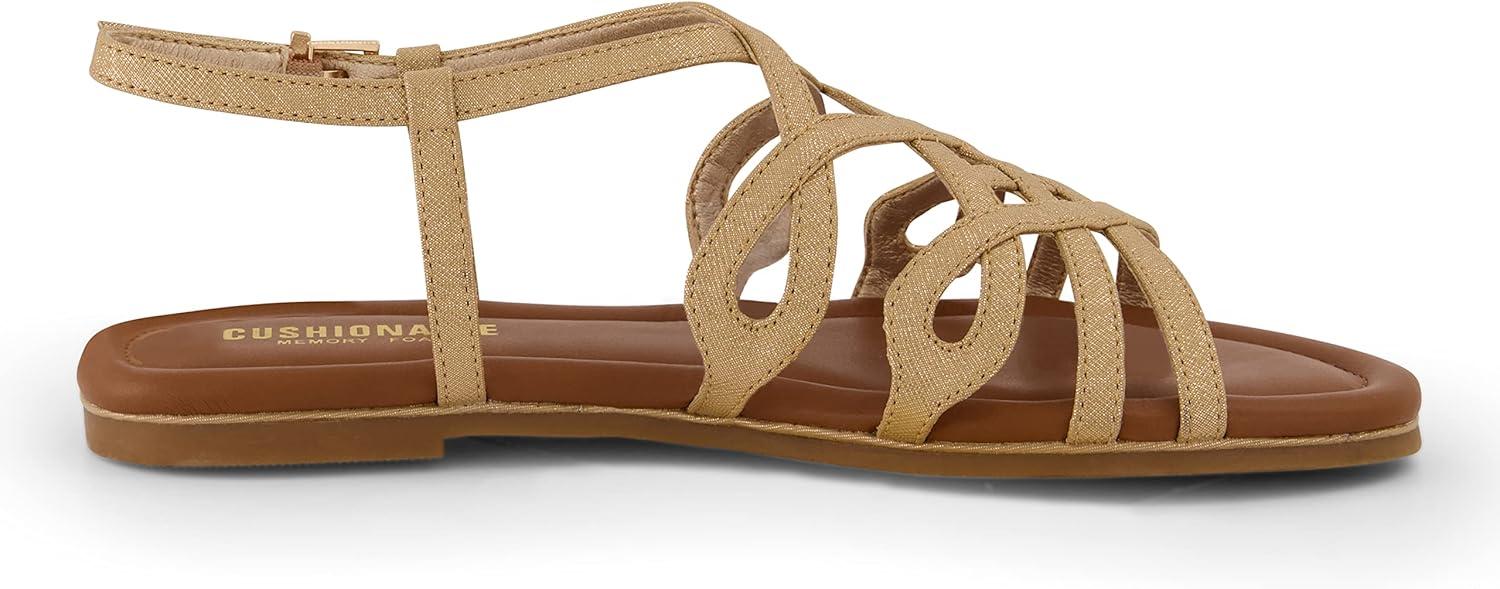imageCUSHIONAIRE Womens Joanna flat sandal Comfort Foam Wide Widths AvailableGold