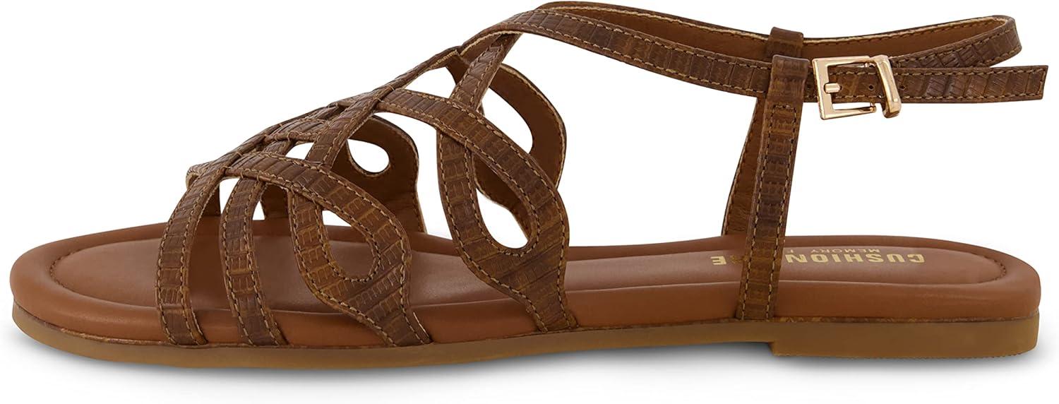 imageCUSHIONAIRE Womens Joanna flat sandal Comfort Foam Wide Widths AvailableTan