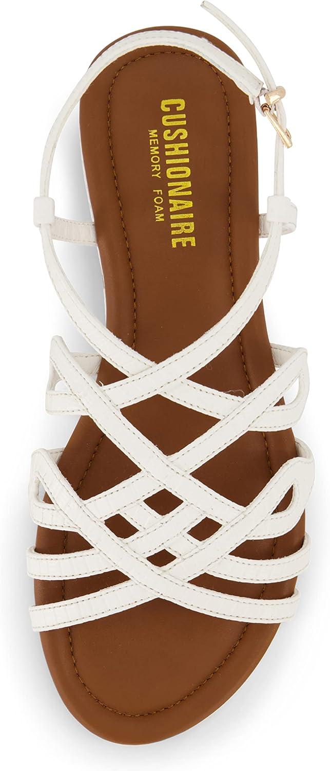 imageCUSHIONAIRE Womens Joanna flat sandal Comfort Foam Wide Widths AvailableWhite