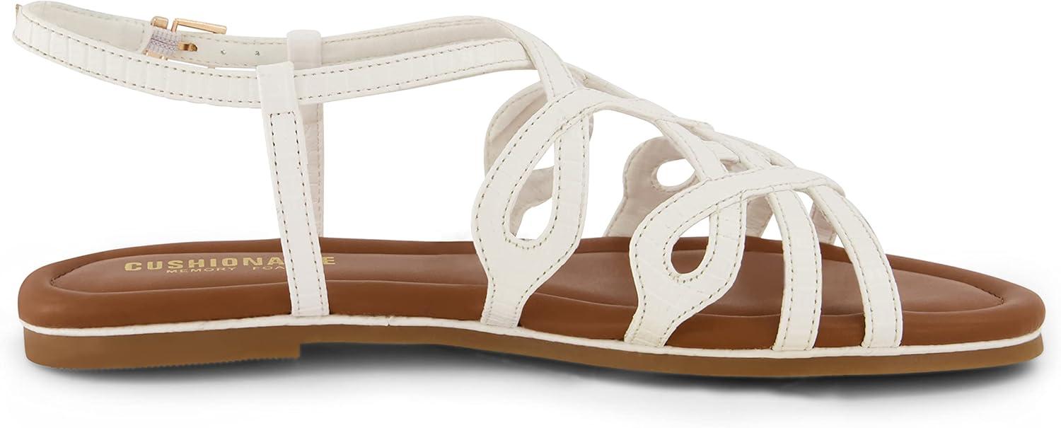 imageCUSHIONAIRE Womens Joanna flat sandal Comfort Foam Wide Widths AvailableWhite