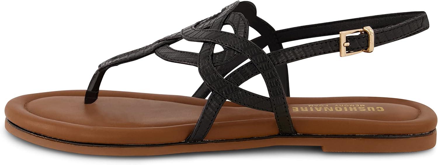 imageCUSHIONAIRE Womens Judit flat sandal Comfort Foam Wide Widths AvailableBlack