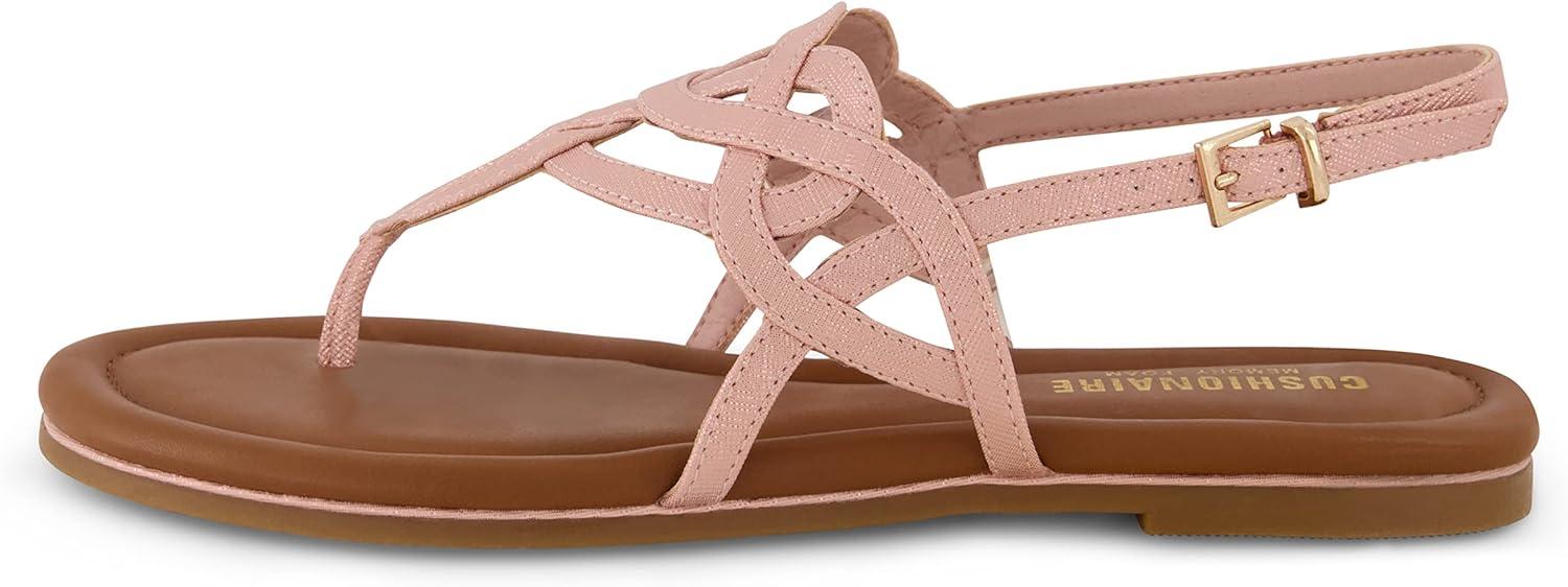 imageCUSHIONAIRE Womens Judit flat sandal Comfort Foam Wide Widths AvailableRose Gold