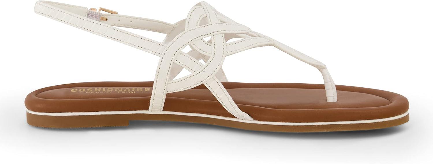 imageCUSHIONAIRE Womens Judit flat sandal Comfort Foam Wide Widths AvailableWhite
