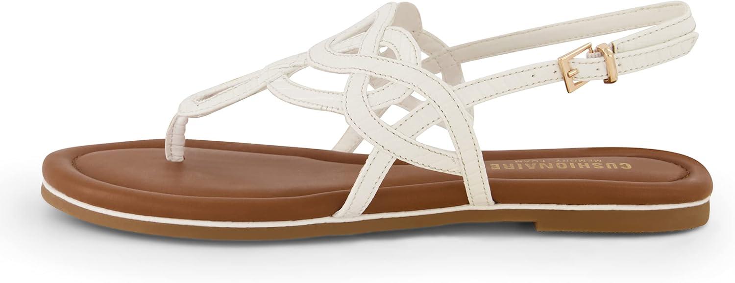 imageCUSHIONAIRE Womens Judit flat sandal Comfort Foam Wide Widths AvailableWhite