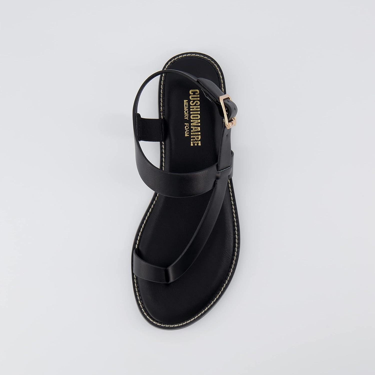 imageCUSHIONAIRE Womens Lennox toe loop sandal Memory Foam Wide Widths AvailableBlack