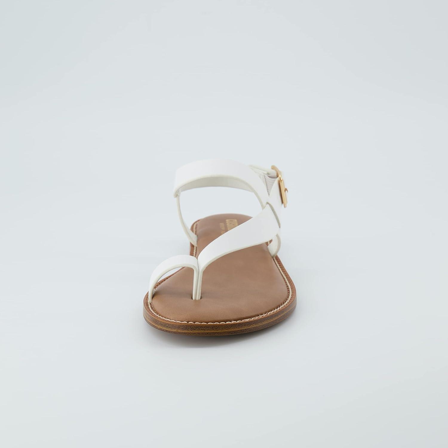 imageCUSHIONAIRE Womens Lennox toe loop sandal Memory Foam Wide Widths AvailableWhite