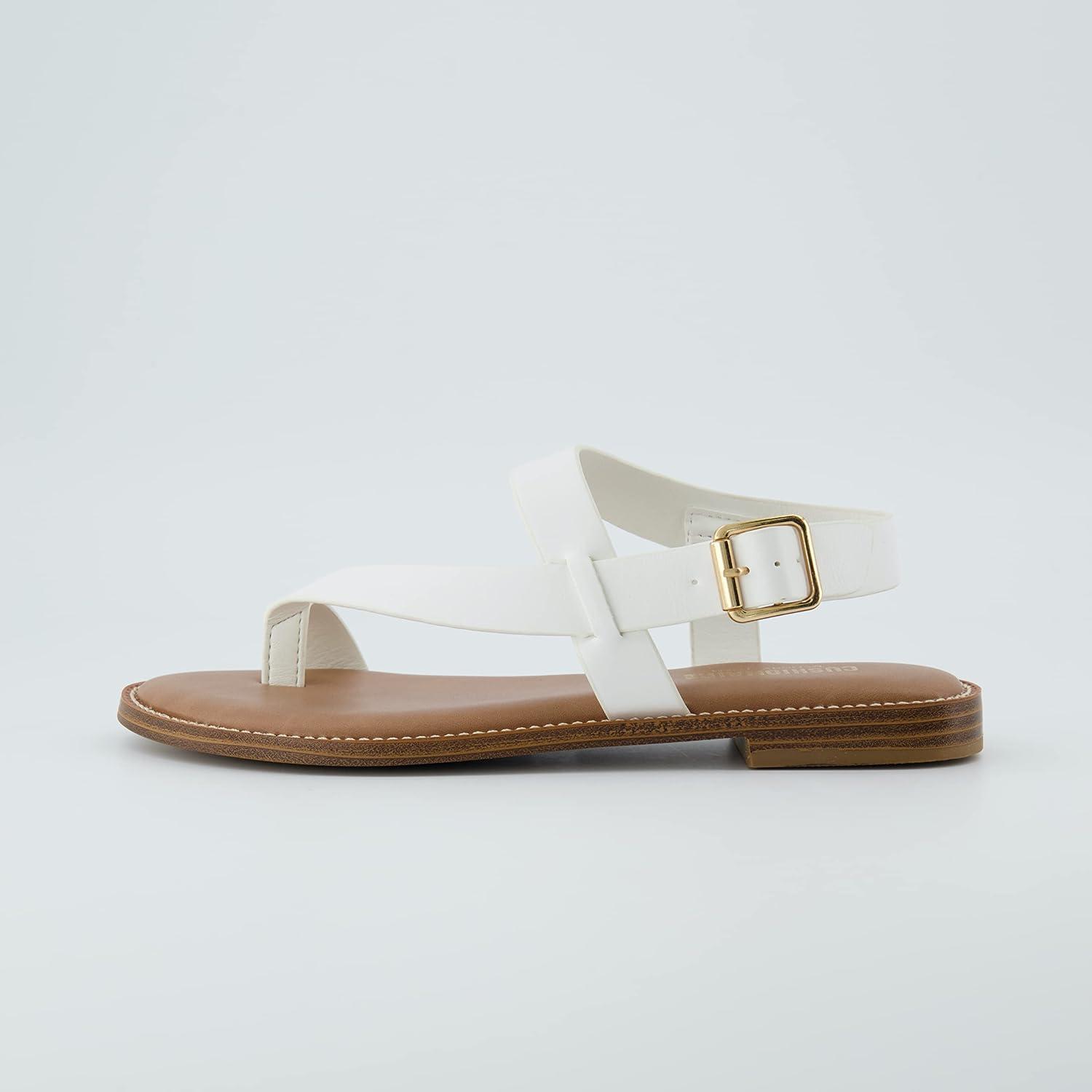 imageCUSHIONAIRE Womens Lennox toe loop sandal Memory Foam Wide Widths AvailableWhite