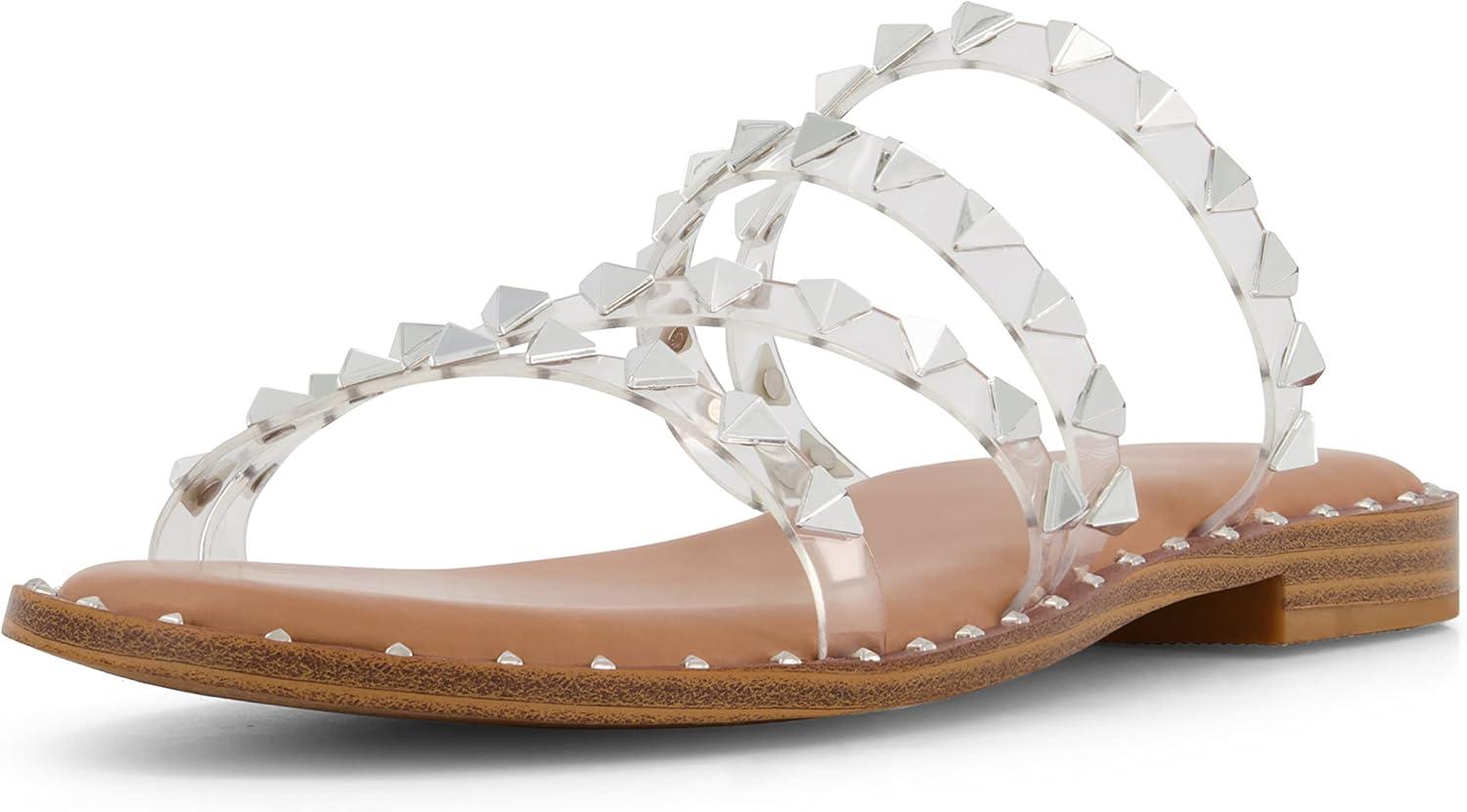 imageCUSHIONAIRE Womens Tonya Studded slide sandal with Memory FoamClear