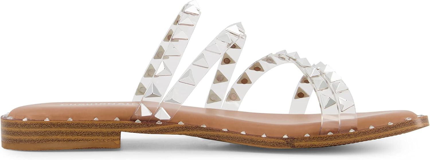 imageCUSHIONAIRE Womens Tonya Studded slide sandal with Memory FoamClear
