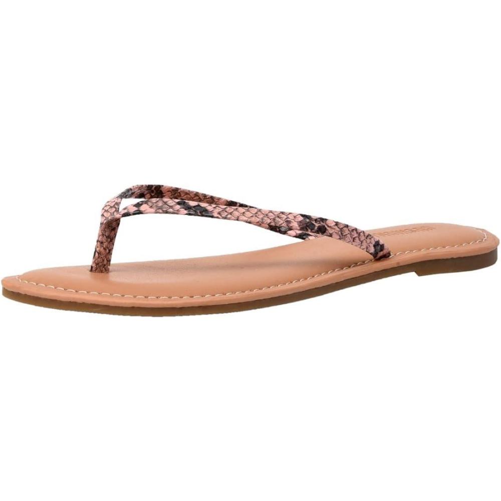 imageCUSHIONAIRE Womens Cora Flat Flip Flop Sandal with ComfortPink Snake