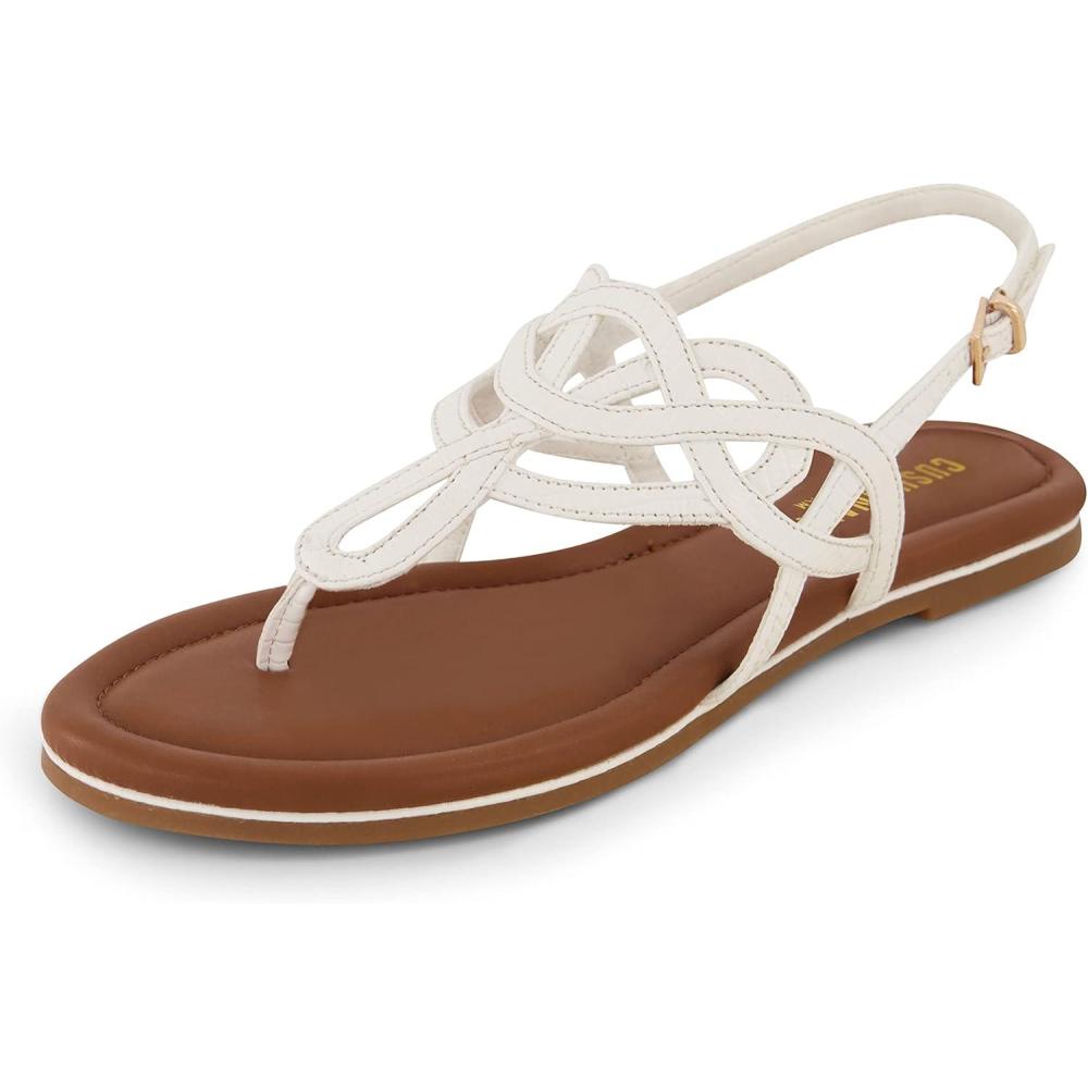 imageCUSHIONAIRE Womens Judit flat sandal Comfort Foam Wide Widths AvailableWhite