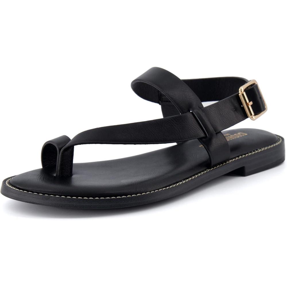 imageCUSHIONAIRE Womens Lennox toe loop sandal Memory Foam Wide Widths AvailableBlack