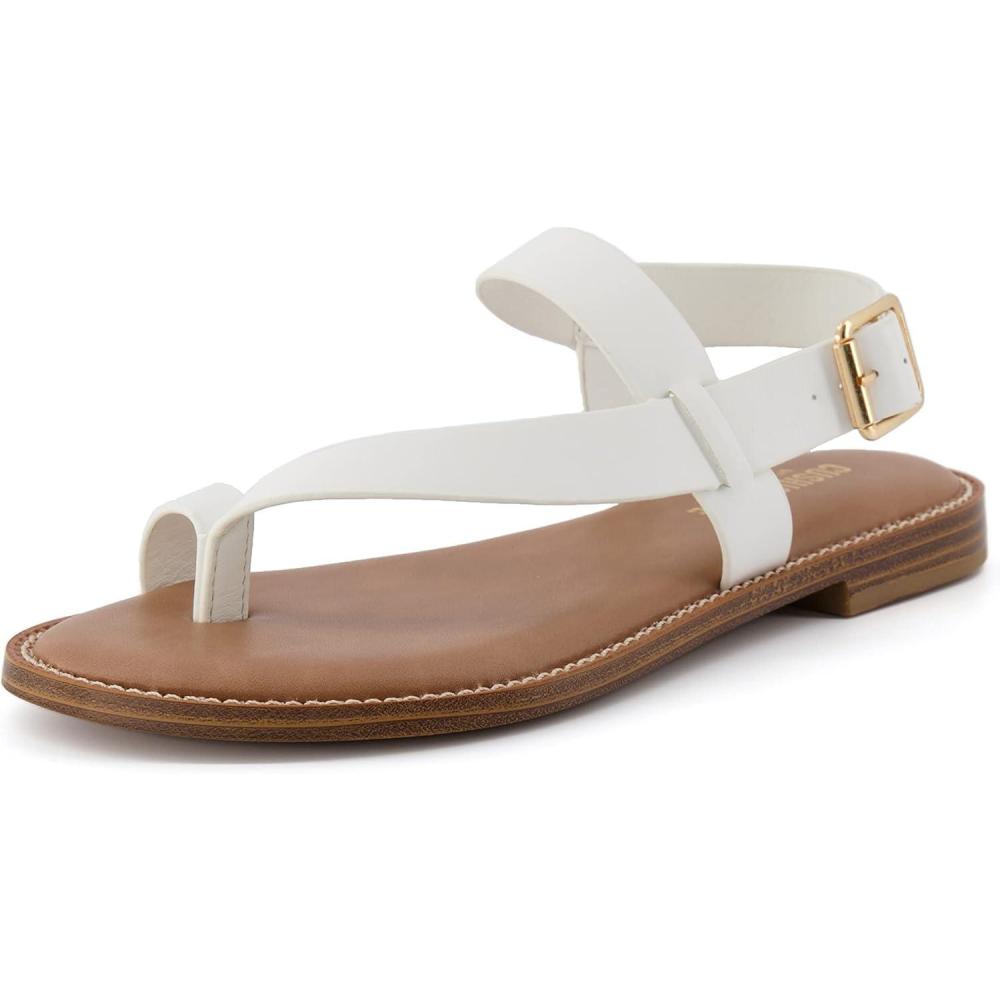imageCUSHIONAIRE Womens Lennox toe loop sandal Memory Foam Wide Widths AvailableWhite