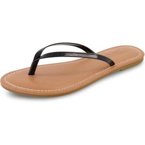 imageCUSHIONAIRE Womens Cora Flat Flip Flop Sandal with ComfortBlack Patent