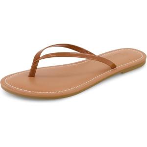 imageCUSHIONAIRE Womens Cora Flat Flip Flop Sandal with ComfortCognac Patent