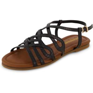 imageCUSHIONAIRE Womens Joanna flat sandal Comfort Foam Wide Widths AvailableBlack