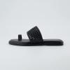 imageCUSHIONAIRE Womens Kiss toe ring basket weave sandal Memory Foam Wide Widths AvailableBlack