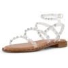 imageCUSHIONAIRE Womens Triana Studded Ankle strap sandal with Memory FoamClear