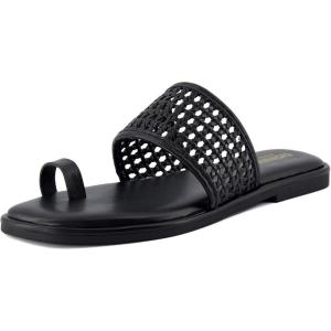 imageCUSHIONAIRE Womens Kiss toe ring basket weave sandal Memory Foam Wide Widths AvailableBlack