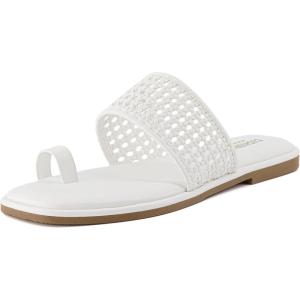 imageCUSHIONAIRE Womens Kiss toe ring basket weave sandal Memory Foam Wide Widths AvailableWhite
