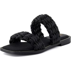 imageCUSHIONAIRE Womens Vibe braided two band sandal Memory Foam Wide Widths AvailableBlack