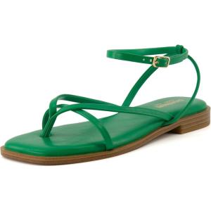 imageCUSHIONAIRE Womens Vida strappy flat sandal Memory Foam and Wide Widths AvailableKelly Green