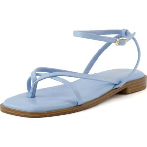 imageCUSHIONAIRE Womens Vida strappy flat sandal Memory Foam and Wide Widths AvailableLight Blue