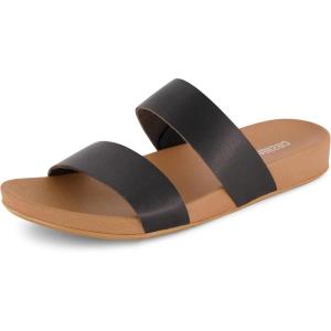 imageCUSHIONAIRE Womens Josie 2 band slide footbed sandal Comfort FoamBlack