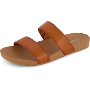 imageCUSHIONAIRE Womens Josie 2 band slide footbed sandal Comfort FoamTan