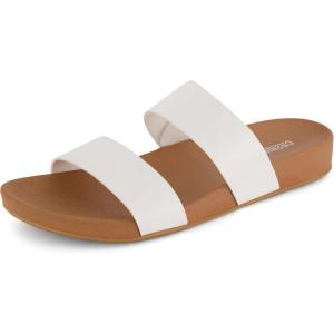 imageCUSHIONAIRE Womens Josie 2 band slide footbed sandal Comfort FoamWhite