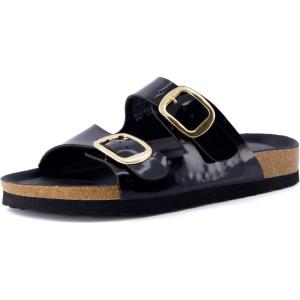 imageCUSHIONAIRE Womens Lang Cork footbed Sandal with ComfortBlack Patent