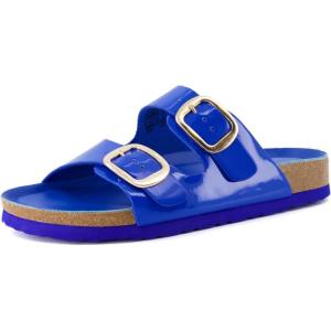 imageCUSHIONAIRE Womens Lang Cork footbed Sandal with ComfortCobalt Patent