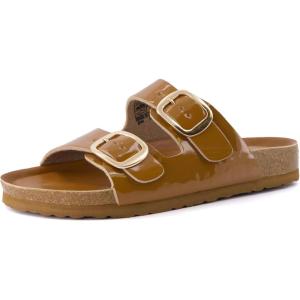 imageCUSHIONAIRE Womens Lang Cork footbed Sandal with ComfortDark Tan Patent