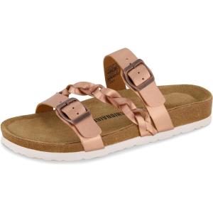 imageCUSHIONAIRE Womens Lizzy Cork Footbed Sandal  Comfortable Adjustable Straps Arch Support Wide Widths Available Boho Chic Summer SlidesRose Gold