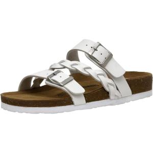 imageCUSHIONAIRE Womens Lizzy Cork Footbed Sandal  Comfortable Adjustable Straps Arch Support Wide Widths Available Boho Chic Summer SlidesWhite