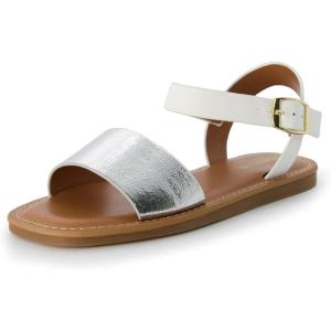 imageCUSHIONAIRE Womens Swoon one band ankle strap sandal with Memory Foam Wide Widths AvailableWhiteSilver