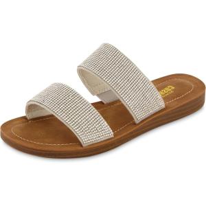 imageCUSHIONAIRE Womens Alana rhinestone two band slide sandal Memory FoamSilver