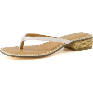 imageCUSHIONAIRE Womens Breezy Block Heel Thong Sandals Memory Foam Wide Widths AvailableIvory