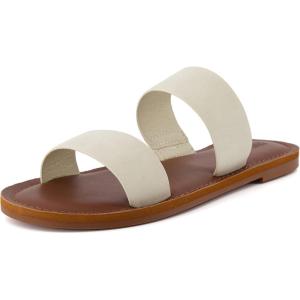 imageCUSHIONAIRE Womens Calico 2 band slide Sandal with Comfort FoamBone