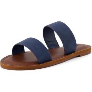 imageCUSHIONAIRE Womens Calico 2 band slide Sandal with Comfort FoamNavy