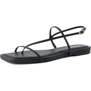 imageCUSHIONAIRE Womens Glory strappy flat sandal Memory Foam and Wide Widths AvailableBlack