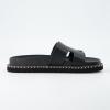 imageCUSHIONAIRE Womens Crisp Footbed Slide Sandal with Espadrille Stitching Comfort Memory Foam Wide Widths AvailableBlack
